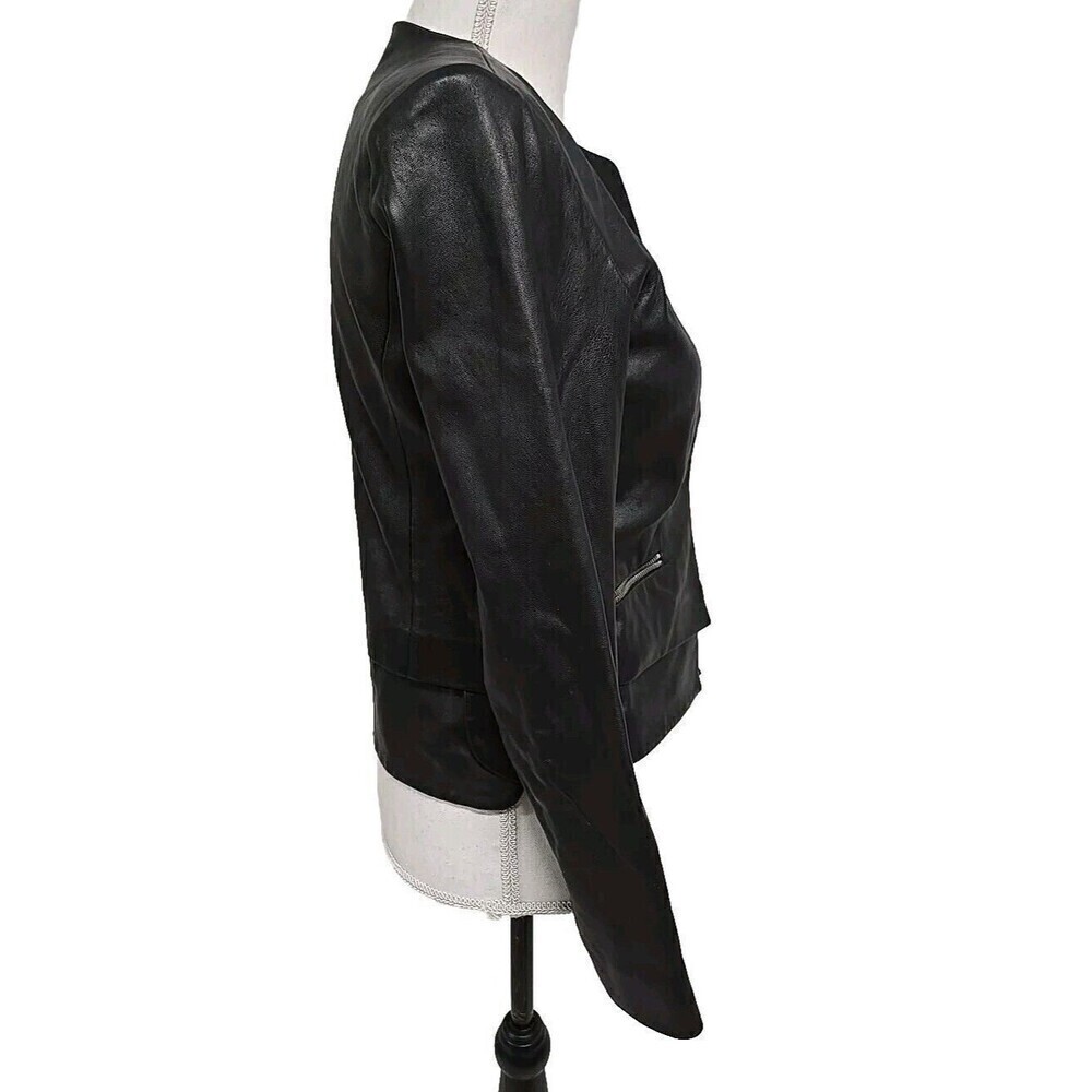 SANDRO PARIS Moto Jacket Lamb Leather‎ Black Women’s Size 1 /US Size 4 SMALL - Picture 3 of 12